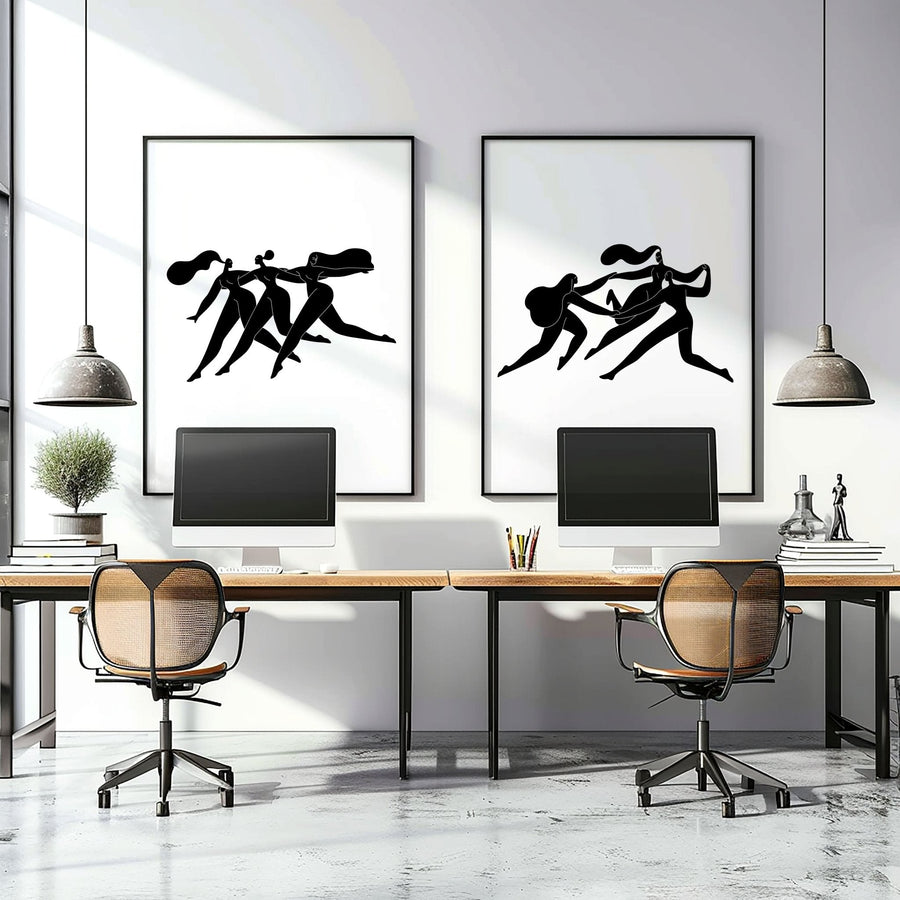 Wall Art Framed | Set of 2 Boho Women Wall art Prints