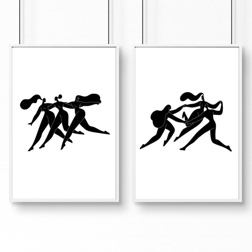 Wall Art Framed | Set of 2 Boho Women Wall art Prints