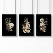 Wall art gold | set of 3 Floral wall art for living room