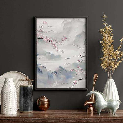 Wall Art Living Room Large | Set of 3 Chinoiserie Wall art Prints