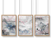 Wall Art Living Room Large | Set of 3 Chinoiserie Wall art Prints