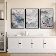 Wall Art Living Room Large | Set of 3 Chinoiserie Wall art Prints