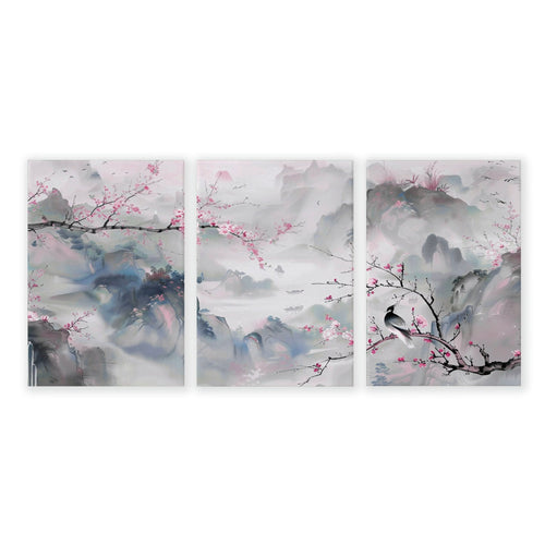 Wall Art Living Room Large | Set of 3 Chinoiserie Wall art Prints