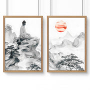 Wall Art Paint | Set of 2 Asian Inspired Wall art Prints