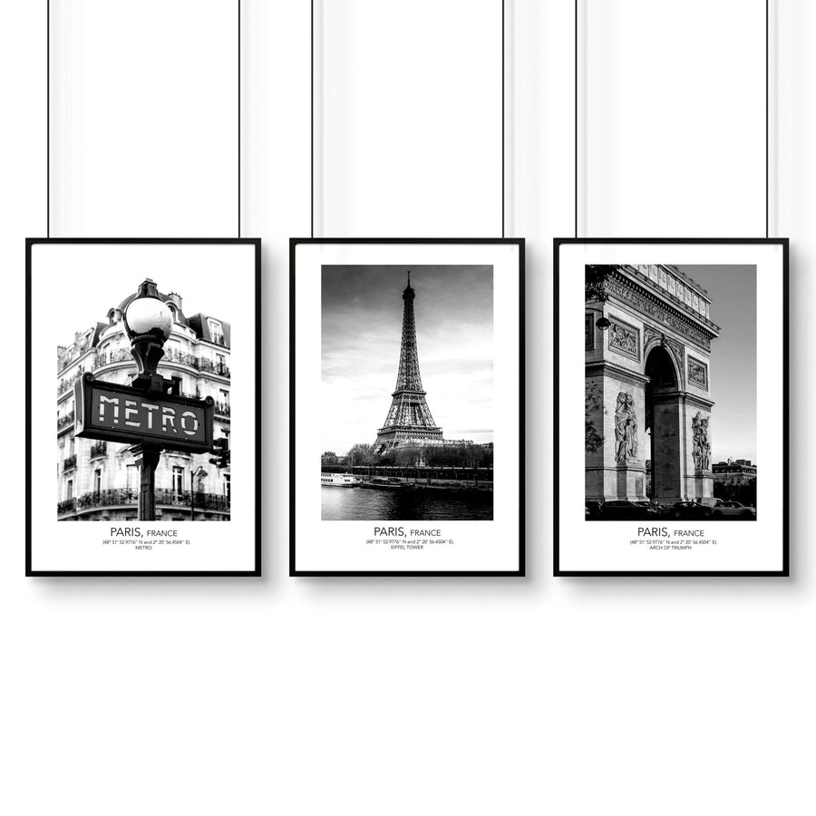 Wall art of Paris | set of 3 framed wall art prints