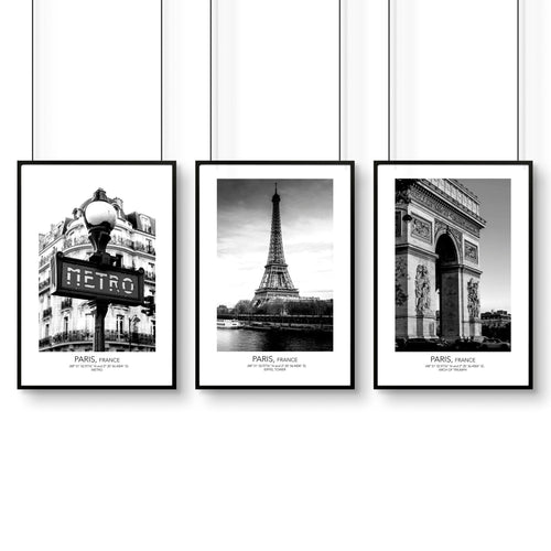 Wall art of Paris | set of 3 framed wall art prints