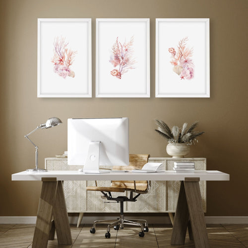 Wall Art Sea | Set of 3 Seashells Wall art Prints