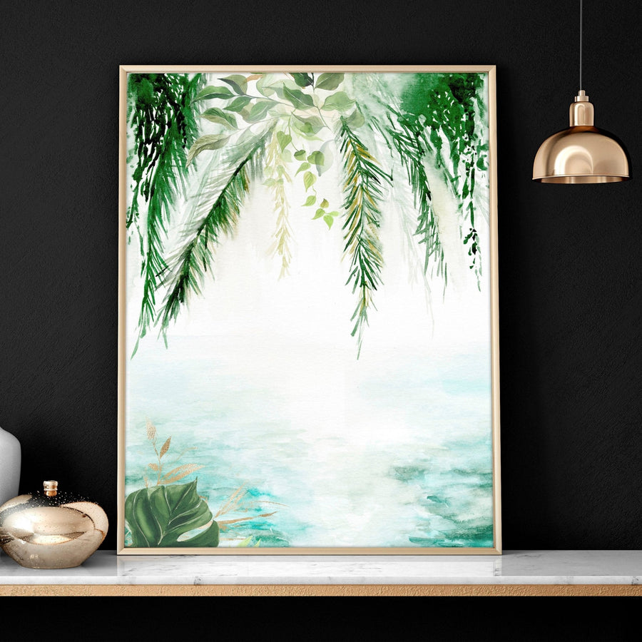 Wall art with green | set of 3 Tropical home decor items