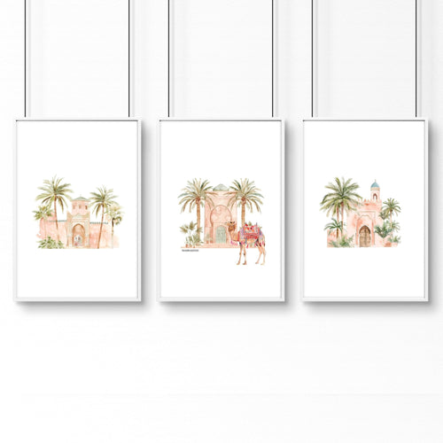 Wall Canvas Living Room | Set of 3 Moroccan Inspired Wall art Prints