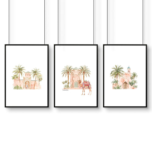Wall Canvas Living Room | Set of 3 Moroccan Inspired Wall art Prints