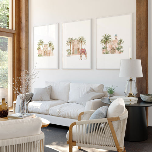 Wall Canvas Living Room | Set of 3 Moroccan Inspired Wall art Prints