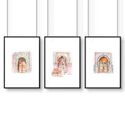 Wall Canvases For Living Room | Set of 3 Moroccan Inspired Wall art Prints