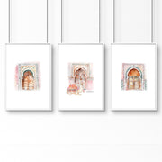 Wall Canvases For Living Room | Set of 3 Moroccan Inspired Wall art Prints