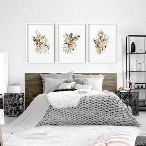 Bedroom Pictures for Wall – Set of 3 Boho Prints