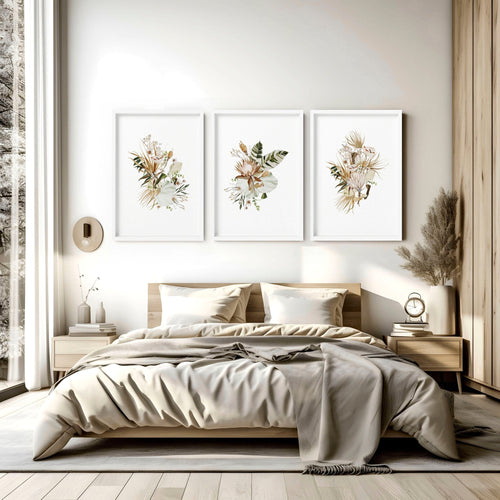 Bedroom Pictures for Wall – Set of 3 Boho Prints