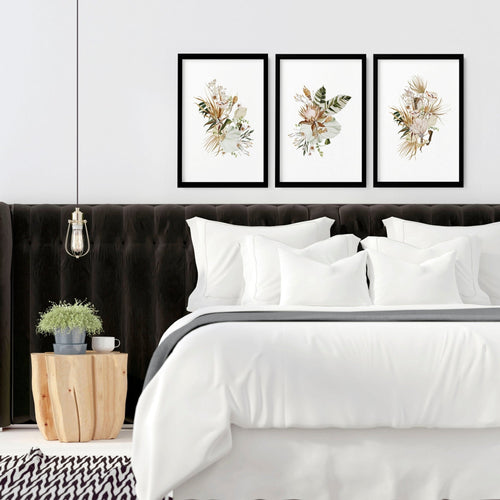 Bedroom Pictures for Wall – Set of 3 Boho Prints