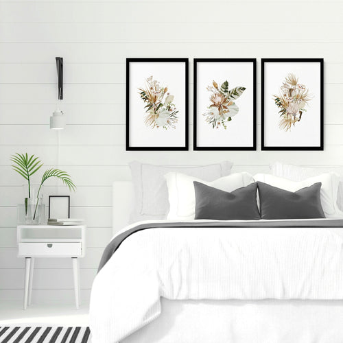 Bedroom Pictures for Wall – Set of 3 Boho Prints