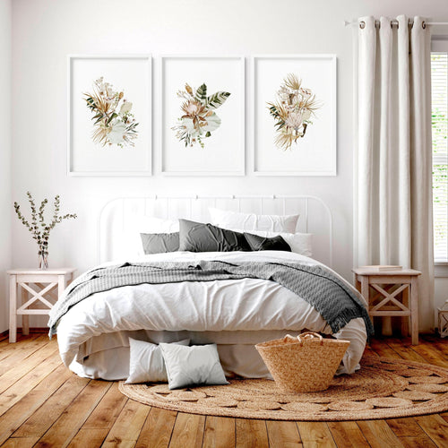 Bedroom Pictures for Wall – Set of 3 Boho Prints