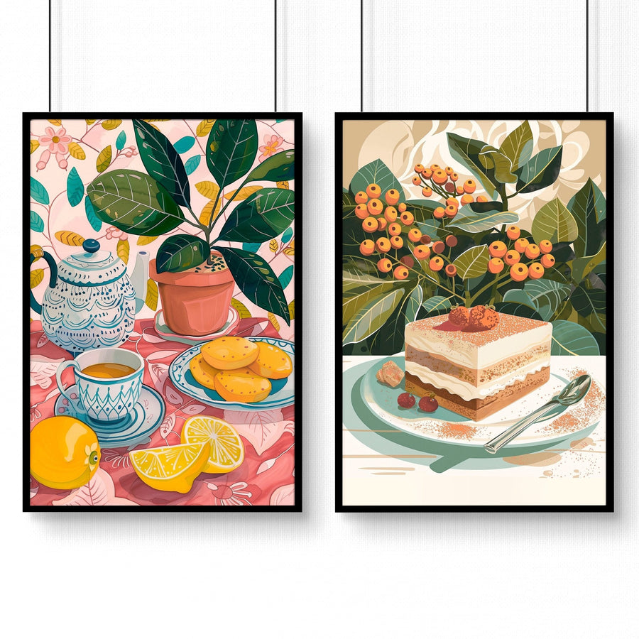 Wall Decor Ideas For Hallway | Set of 2 Italian Lifestyle Wall art Prints