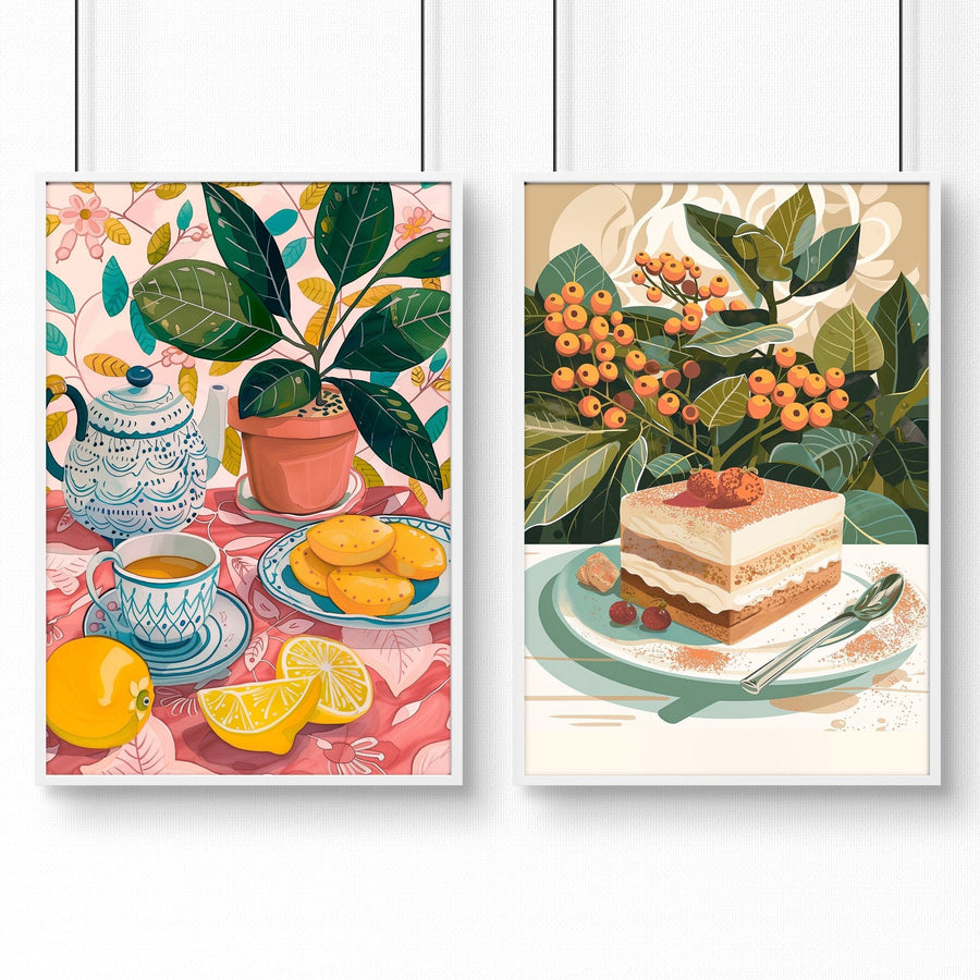 Wall Decor Ideas For Hallway | Set of 2 Italian Lifestyle Wall art Prints