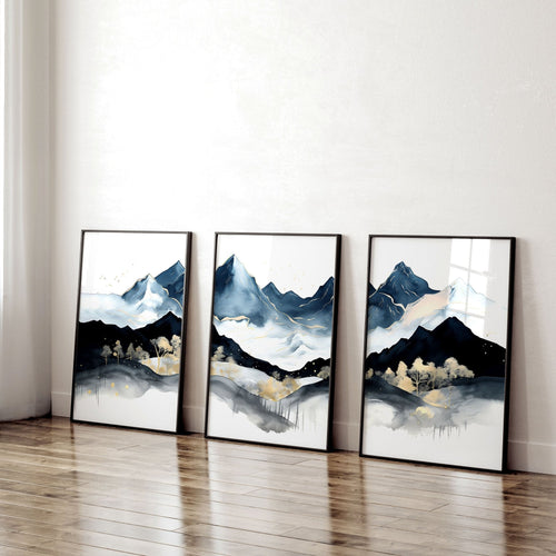 Office Decor Ideas – Set of 3 Teal Scandi Wall Art Prints