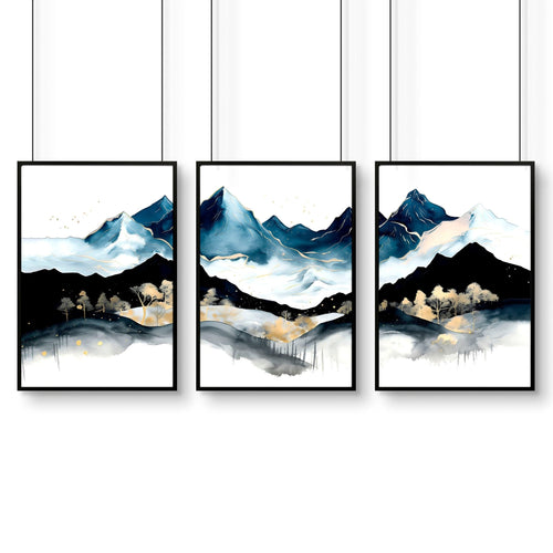 Office Decor Ideas – Set of 3 Teal Scandi Wall Art Prints