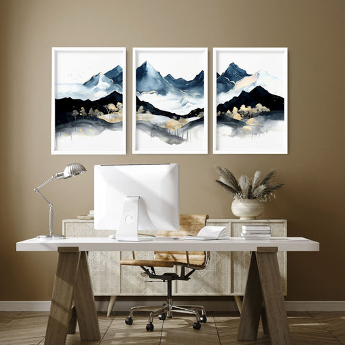 Office Decor Ideas – Set of 3 Teal Scandi Wall Art Prints