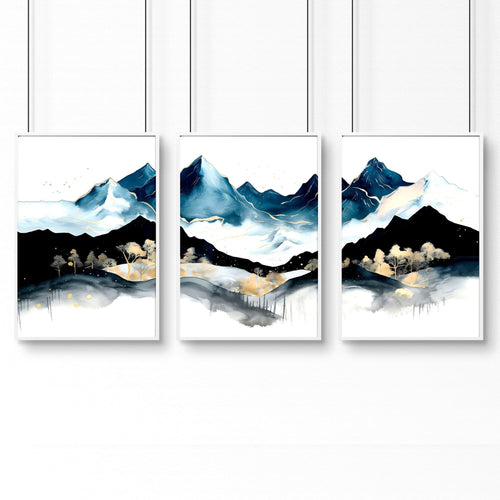 Office Decor Ideas – Set of 3 Teal Scandi Wall Art Prints