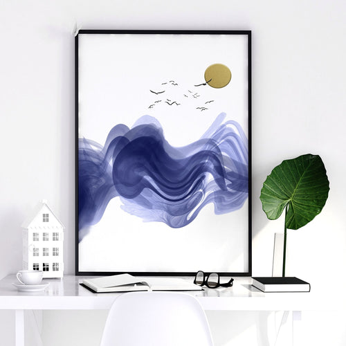 Nautical Wall Art Set of 3 Prints | Blue Wave Decor