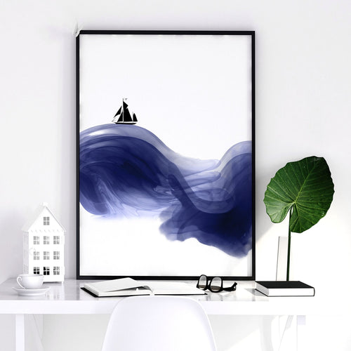Nautical Wall Art Set of 3 Prints | Blue Wave Decor