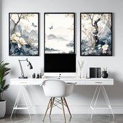 Wall Framed Art | Set of 3 Chinoiserie Wall art Prints