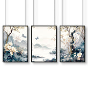 Wall Framed Art | Set of 3 Chinoiserie Wall art Prints