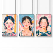 Wall Paintings For Bedroom | Set of 3 Boho Women Wall art Prints