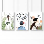 Wall Picture Gallery | Set of 3 Boho Women Wall art Prints
