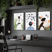 Wall Picture Gallery | Set of 3 Boho Women Wall art Prints