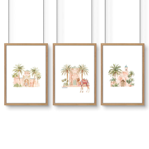 Wall Picture With Frame | Set of 3 Moroccan Wall art Prints