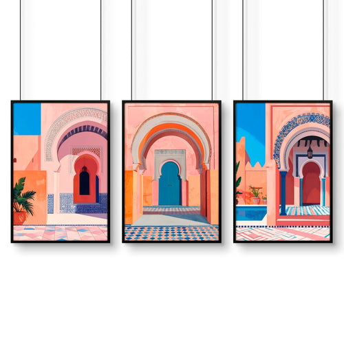 Wall Picture With Frame | Set of 3 Moroccan Inspired Wall art Prints