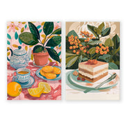 Wall Pictures For Lounge Room | Set of 2 Italian Lifestyle Wall art Prints