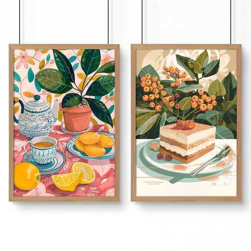 Wall Pictures For Lounge Room | Set of 2 Italian Lifestyle Wall art Prints