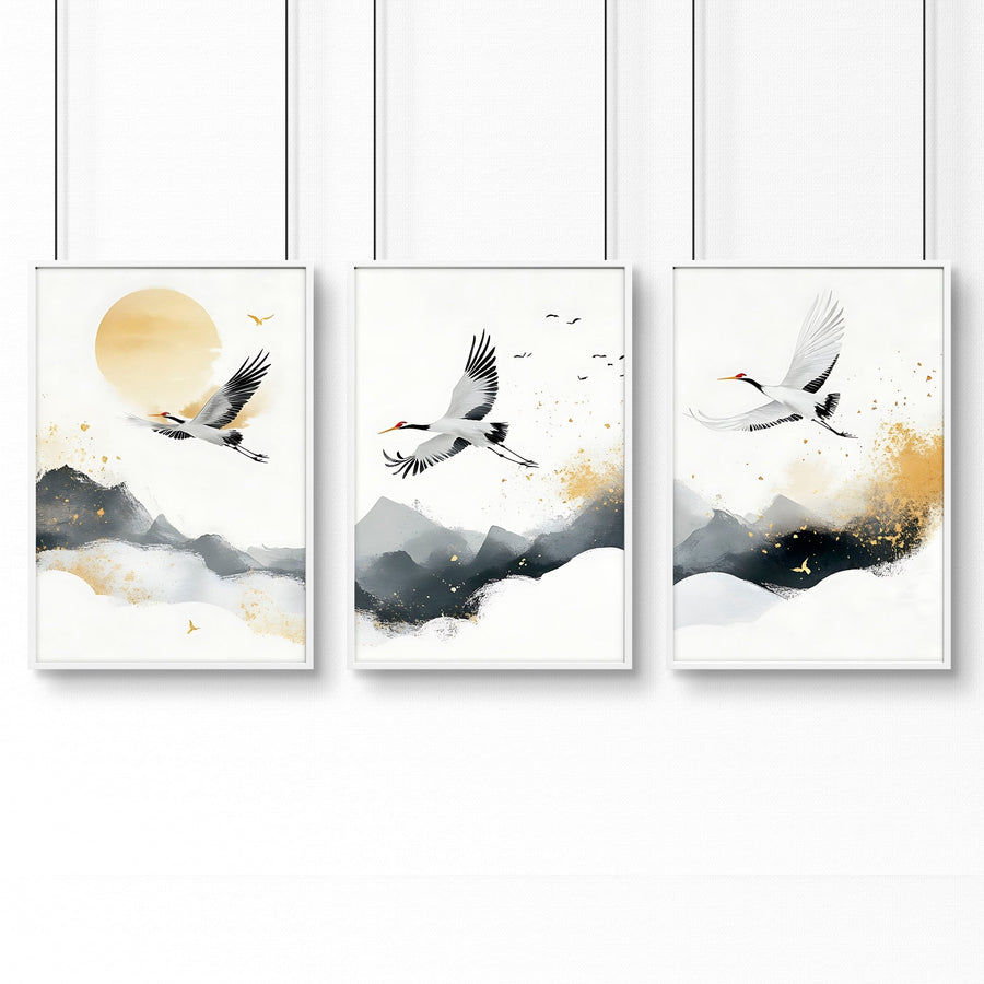 Wall Pictures Hanging | Set of 3 Asian Inspired Wall art Prints