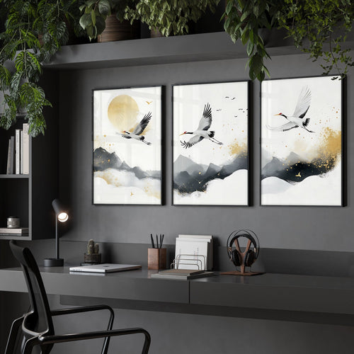 Wall Pictures Hanging | Set of 3 Asian Inspired Wall art Prints