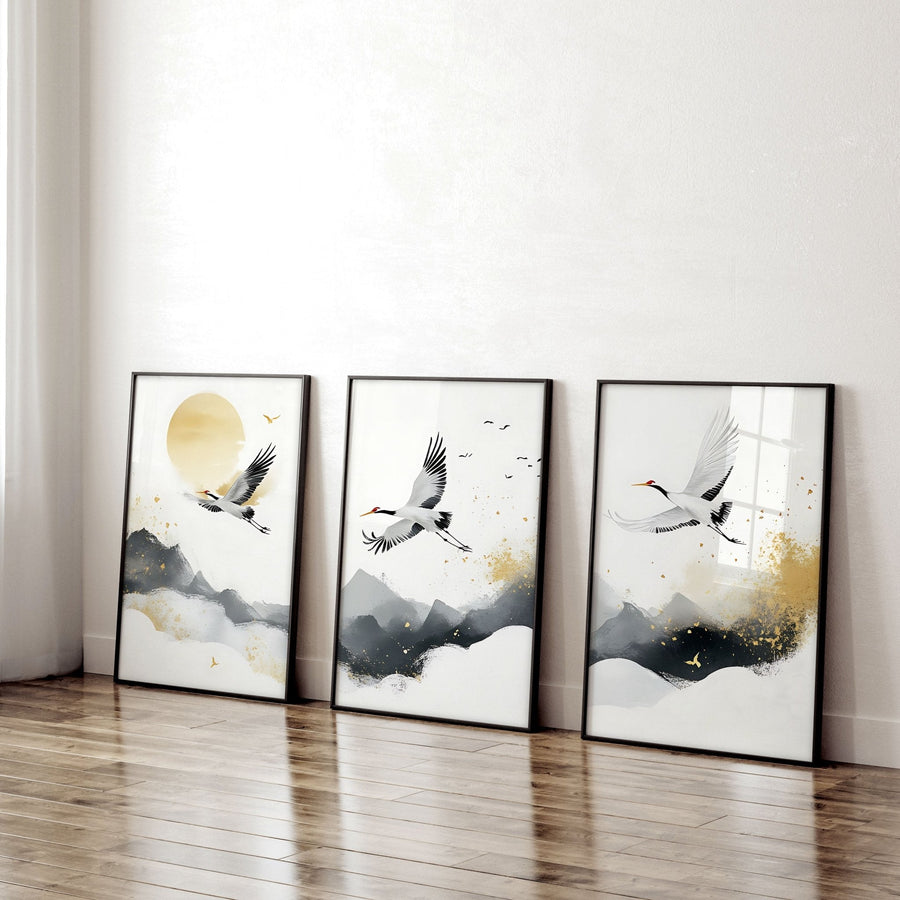 Wall Pictures Hanging | Set of 3 Asian Inspired Wall art Prints
