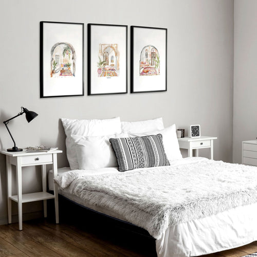 Wall Pictures With Frames | Set of 3 Moroccan Inspired Wall art Prints