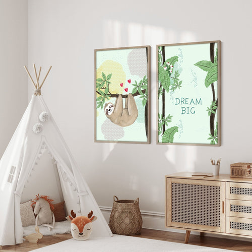 Wall prints for nursery | set of 2 Sloths wall art prints