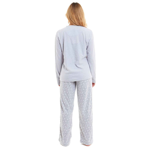 Daisy Dreamer Women's Penguin Polar Fleece Pyjama Set With Hood Embroidered Fluffy Winter