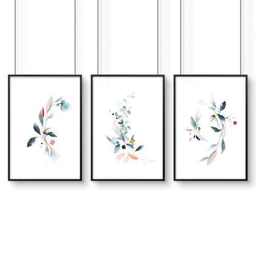 Bathroom wall decor UK | Set of 3 Botanical art prints