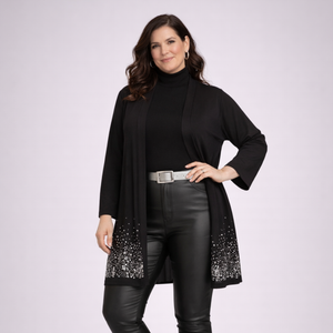 Open Front Jacket / Cardigan with Sequin Hem