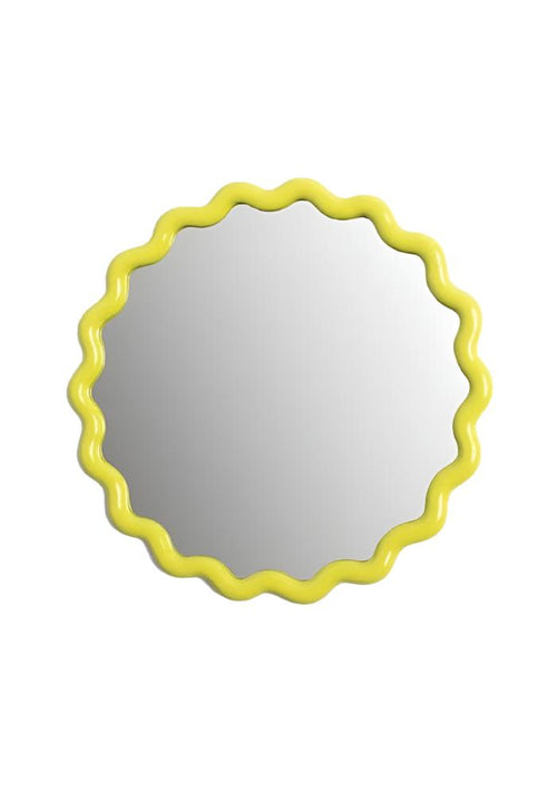 Wavey Round Mirror in Yellow