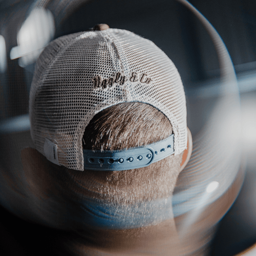 Dusty Blue Flat Track Trucker Hat