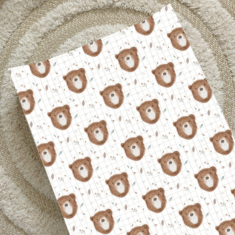 Anti-Roll Wedge Baby Changing Mat - Bru Bear Print